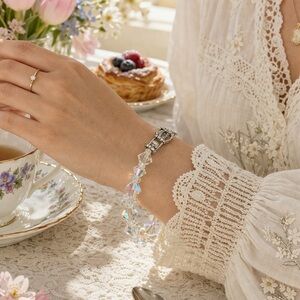 ✨ Vintage 1950s Aurora Borealis Double-Strand Crystal Bracelet ✨